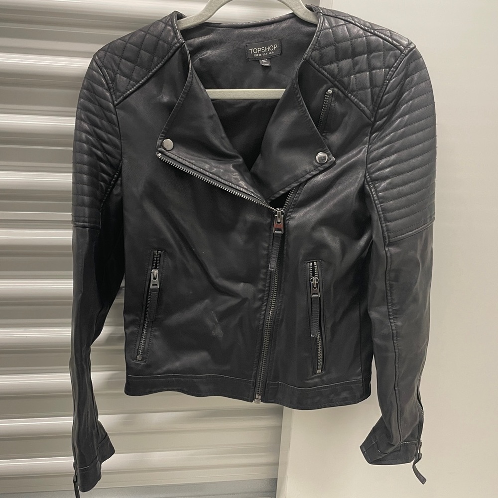 Topshop Moto vegan leather jacket women’s size US 4 EUR 36 UK 8